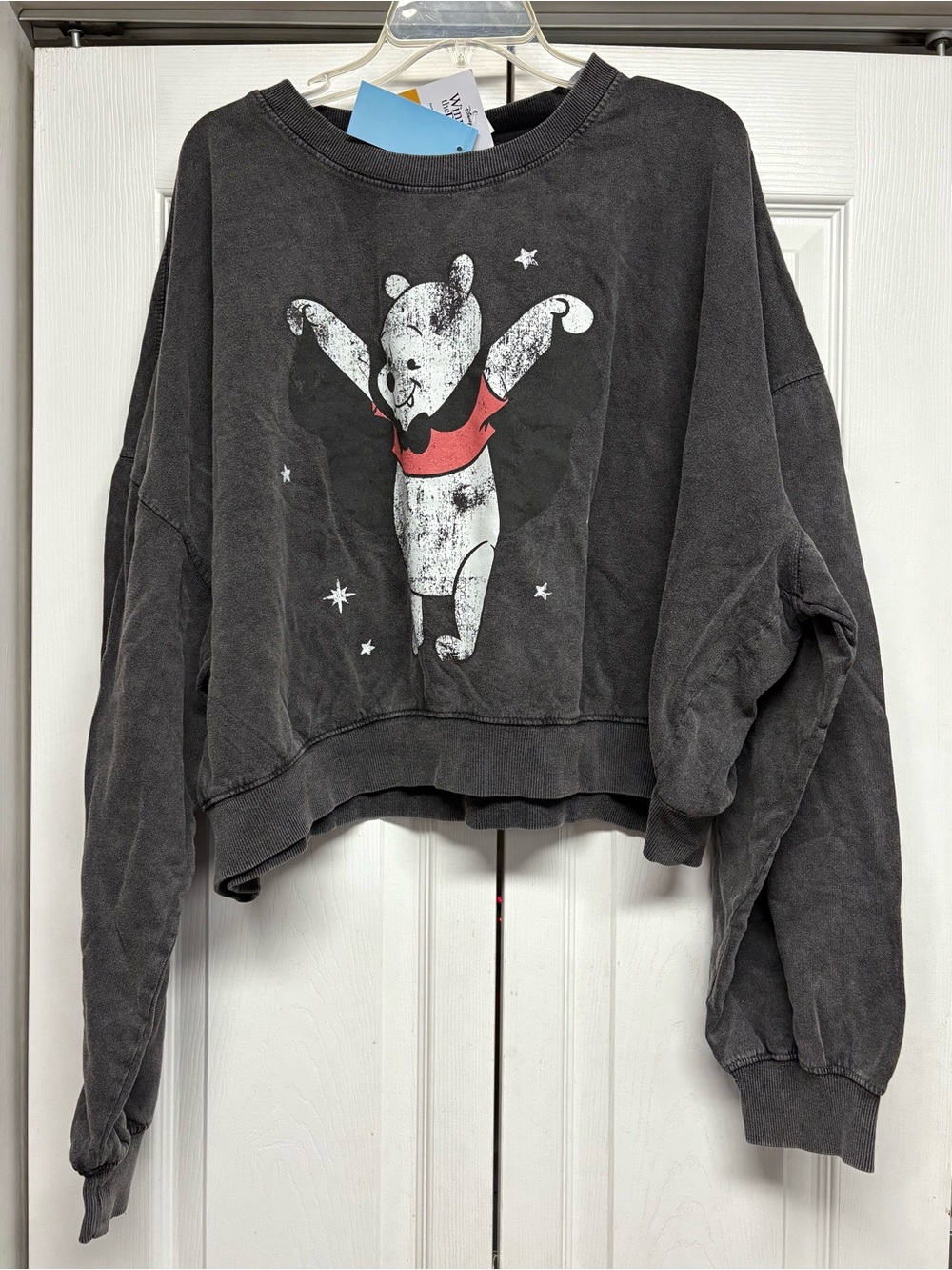 Disney Dark grey Cropped Crewneck Sweatshirt with Winnie Bear Graphic